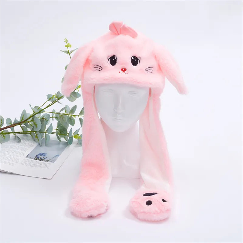 Plush Animal Hat with Squeezable Ears That Move — Soft Costume Cap for Kids & Adults | Cosplay Party Accessory Winter Beanie | Fun Gift | Thomler