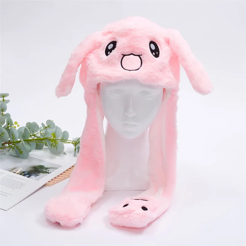 Plush Animal Hat with Squeezable Ears That Move — Soft Costume Cap for Kids & Adults | Cosplay Party Accessory Winter Beanie | Fun Gift | Thomler
