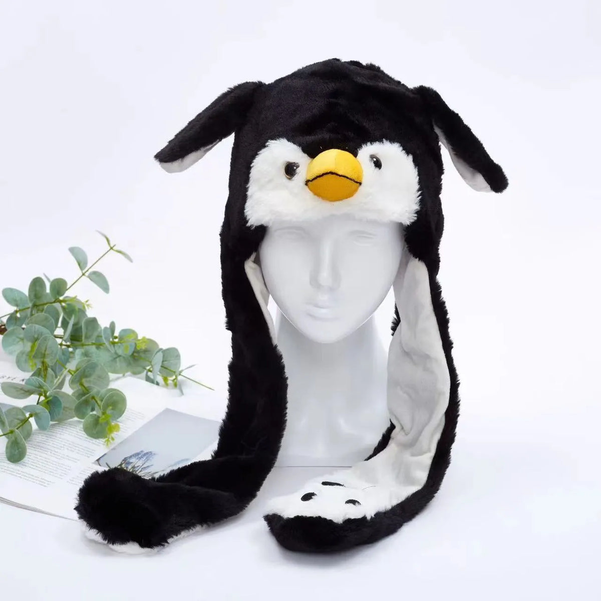 Plush Animal Hat with Squeezable Ears That Move — Soft Costume Cap for Kids & Adults | Cosplay Party Accessory Winter Beanie | Fun Gift | Thomler