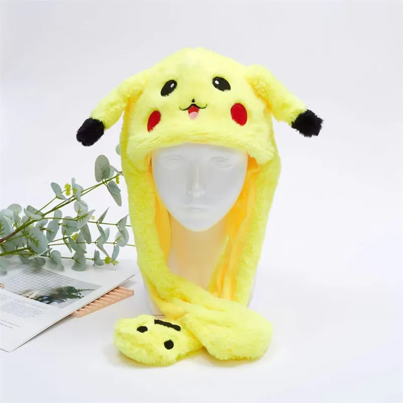 Plush Animal Hat with Squeezable Ears That Move — Soft Costume Cap for Kids & Adults | Cosplay Party Accessory Winter Beanie | Fun Gift | Thomler