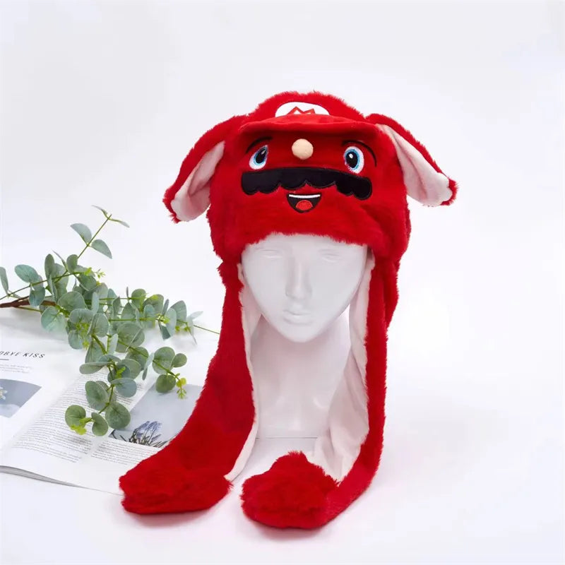 Plush Animal Hat with Squeezable Ears That Move — Soft Costume Cap for Kids & Adults | Cosplay Party Accessory Winter Beanie | Fun Gift | Thomler