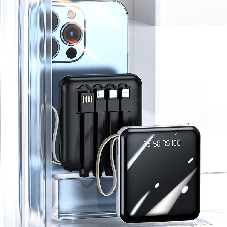 Portable Battery Pack 20000mAh with Built-In Charging Cables for iPhone & Android | Fast Charge Power Bank with LED Display | Thomler