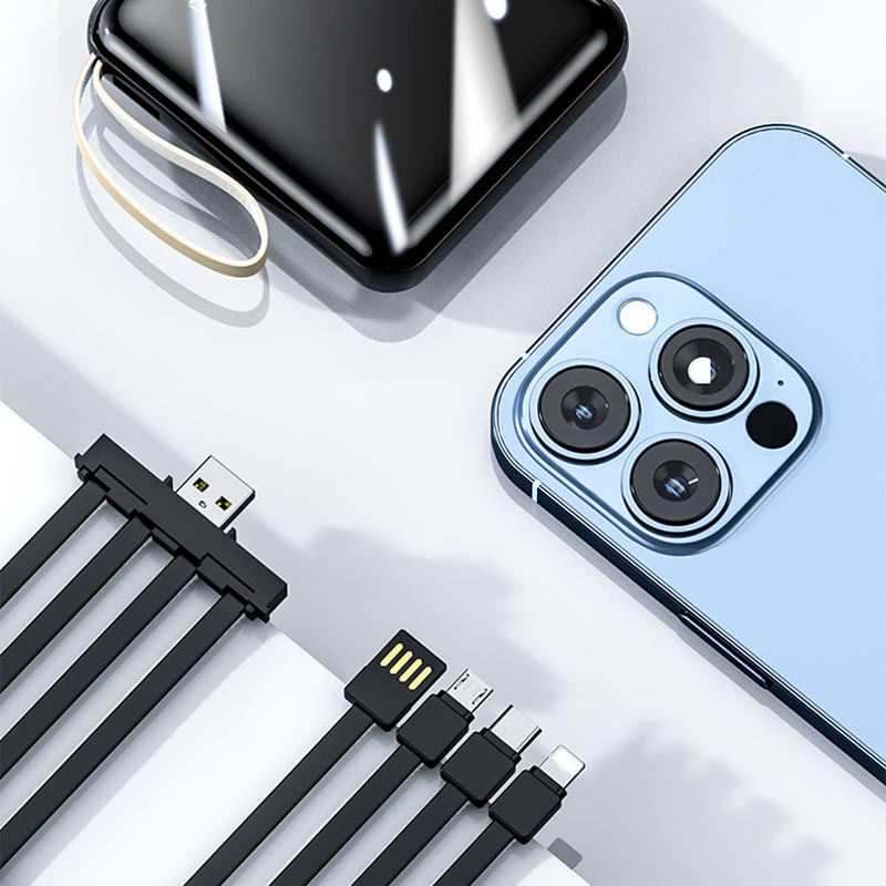 Portable Battery Pack 20000mAh with Built-In Charging Cables for iPhone & Android | Fast Charge Power Bank with LED Display | Thomler