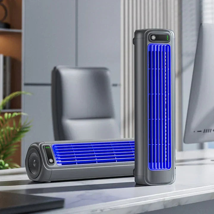 Rechargeable Personal Air Cooler Bladeless Fan for Desk Bedroom Office Small Room Cooling Cordless Portable Oscillating Mini AC | Thomler