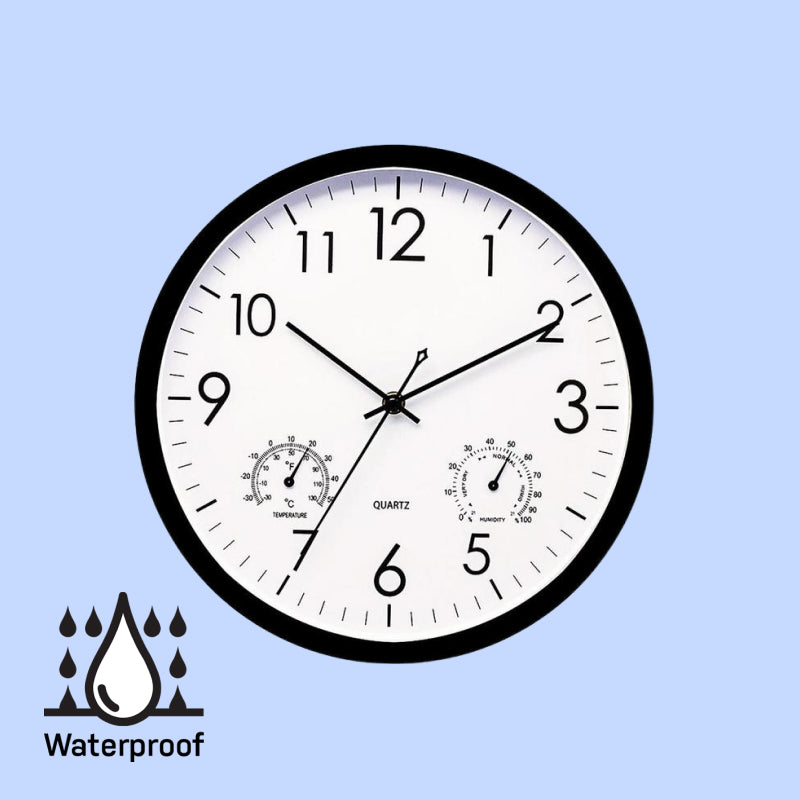 Dual-Display Garden Clock & Thermometer for Patio, Poolside & Yard – All-Weather Metal Design, Large Numbers | Thomler