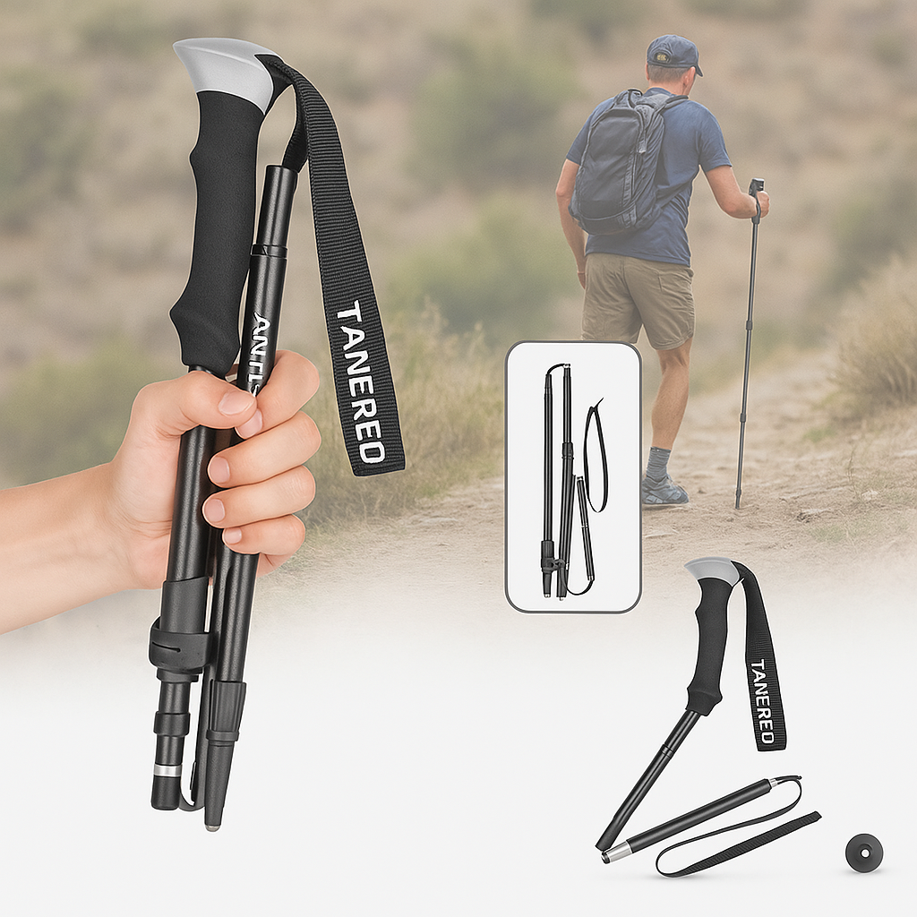 Walking Poles Alloy Adjustable 110.0–135.0 cm Hiking Trekking Foldable 35.0 cm Ergonomic Trail Support Sticks | Thomler