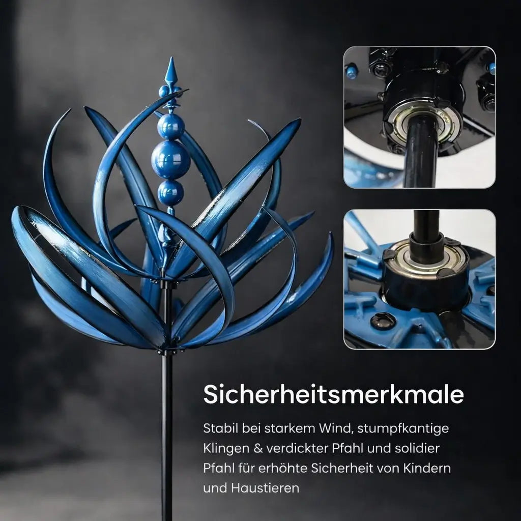 Spinning Lotus Wind Indicator | Outdoor Metal Garden Ornament for Yards and Patios | Thomler