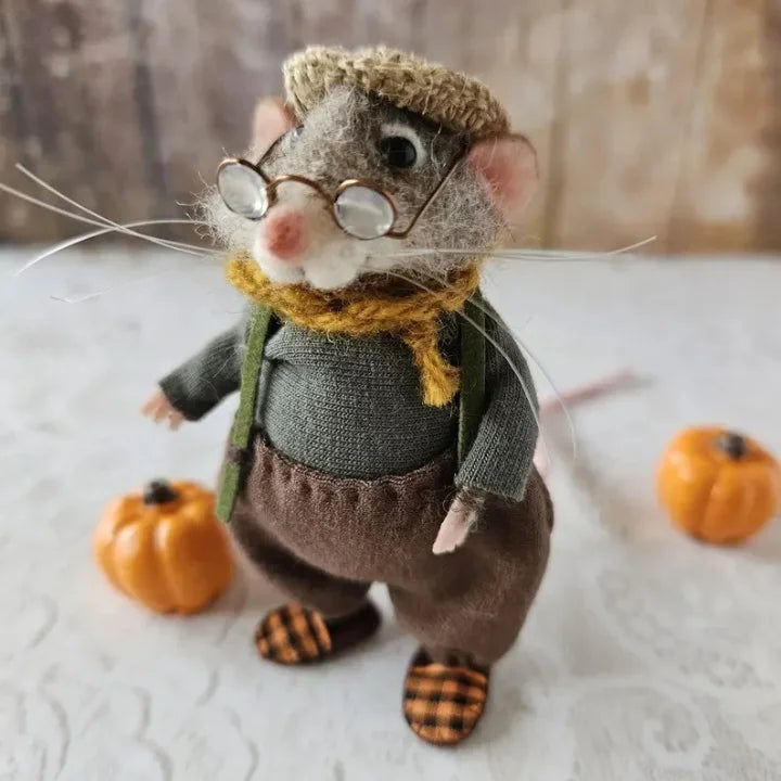 Felted Wool Mouse Figurine – Handmade Artisan Ornament for Christmas Tree, Holiday Mantel Display & Year-Round Shelf Decor | Thomler