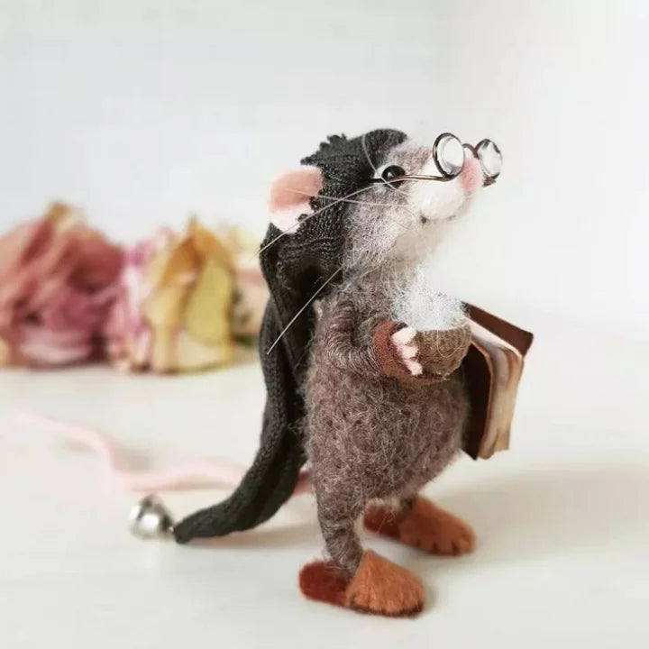 Felted Wool Mouse Figurine – Handmade Artisan Ornament for Christmas Tree, Holiday Mantel Display & Year-Round Shelf Decor | Thomler