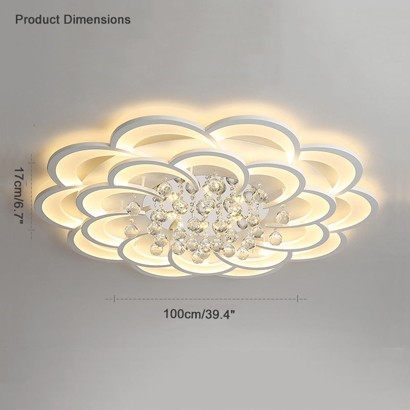 Ceiling Light Crystal Dimmable 26W 20.5 in Living Room Bedroom Ambient Lighting Decorative Modern Fixture | Thomler