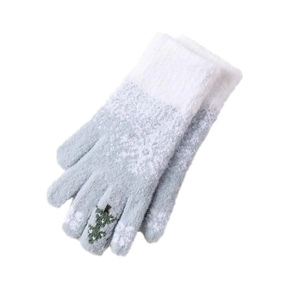 Convertible Mitten Gloves with Fold-Back Finger Covers – Plush Fleece Winter Hand Warmers for Women & Teens – Holiday Embroidered Design | Thomler