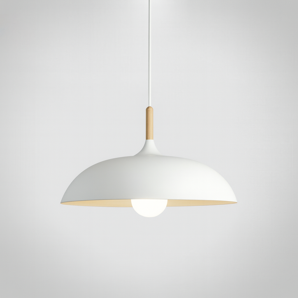 Pendant Light Aluminium Wood 35.0 cm Pastel Dining Room Kitchen Island Hanging Ceiling Lamp E27 Retro Dome Globe | Thomler