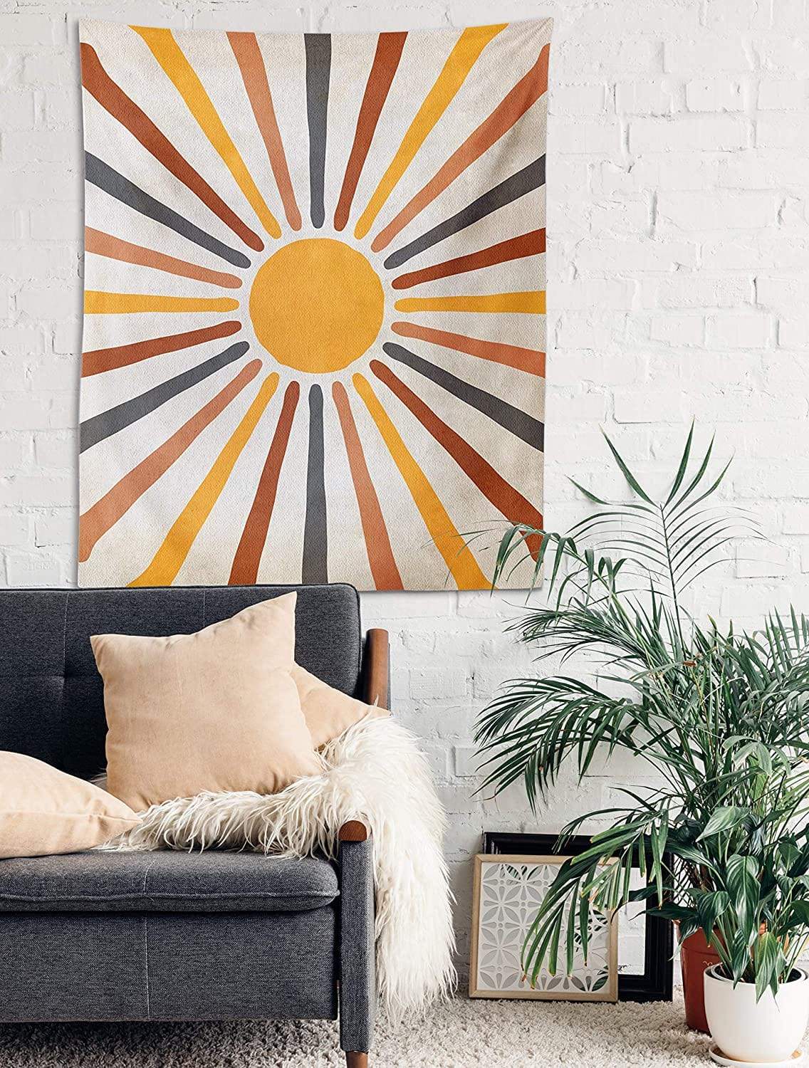 Boho Sun Tapestry Wall Hanging – Neutral Earth Tone Fabric Art Décor for Living Room, Bedroom & Dorm | Thomler