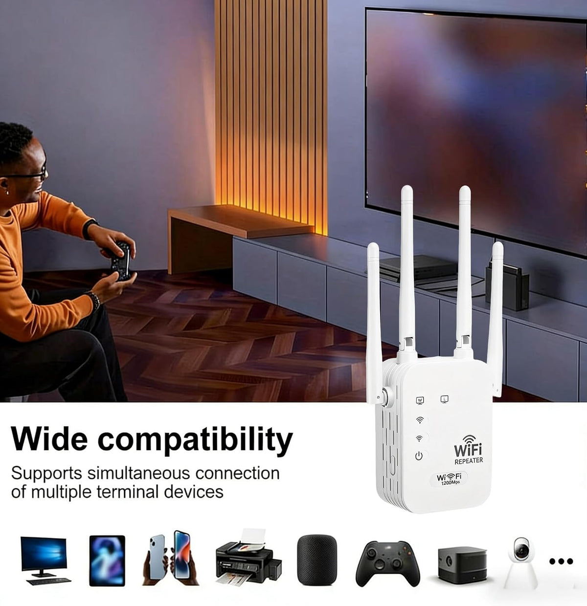 Dual-Band Outdoor WiFi Range Extender – Weatherproof 1200Mbps Booster for Yards, Patios & Garages | Thomler