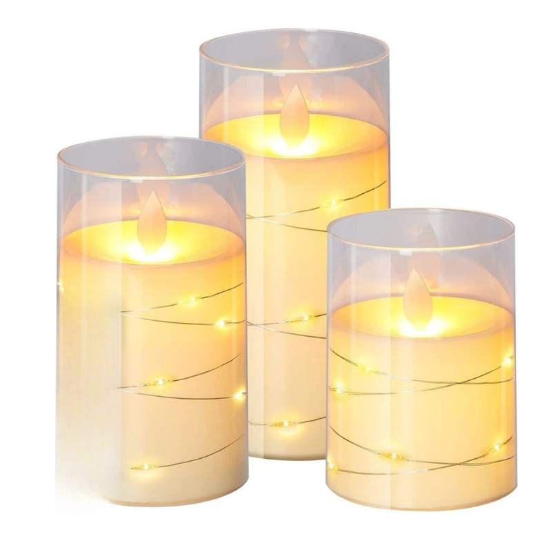 Battery-Operated LED Pillar Candles with Flickering Flame & Timer – Flameless Candle Lights for Home Decor, Weddings, Holidays | Thomler