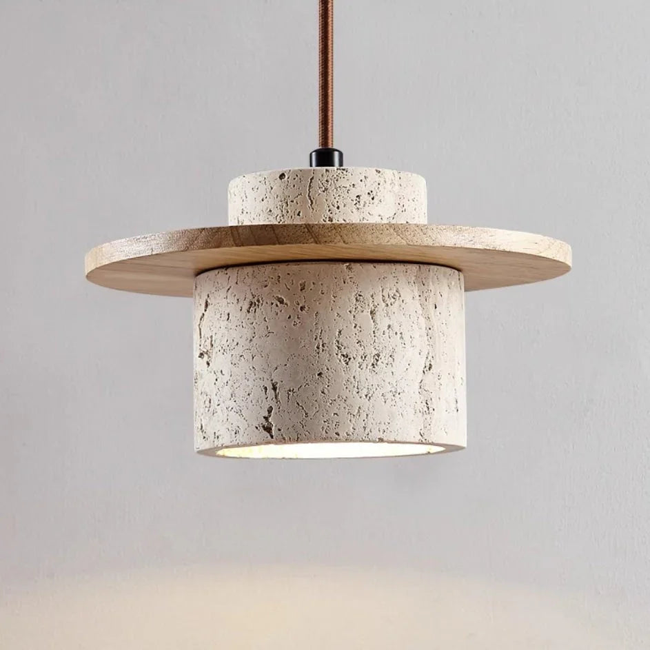 Stone Travertine LED Pendant Light Fixture with Adjustable Cord for Dining Room Kitchen Island Bedroom Reading Nook | Thomler