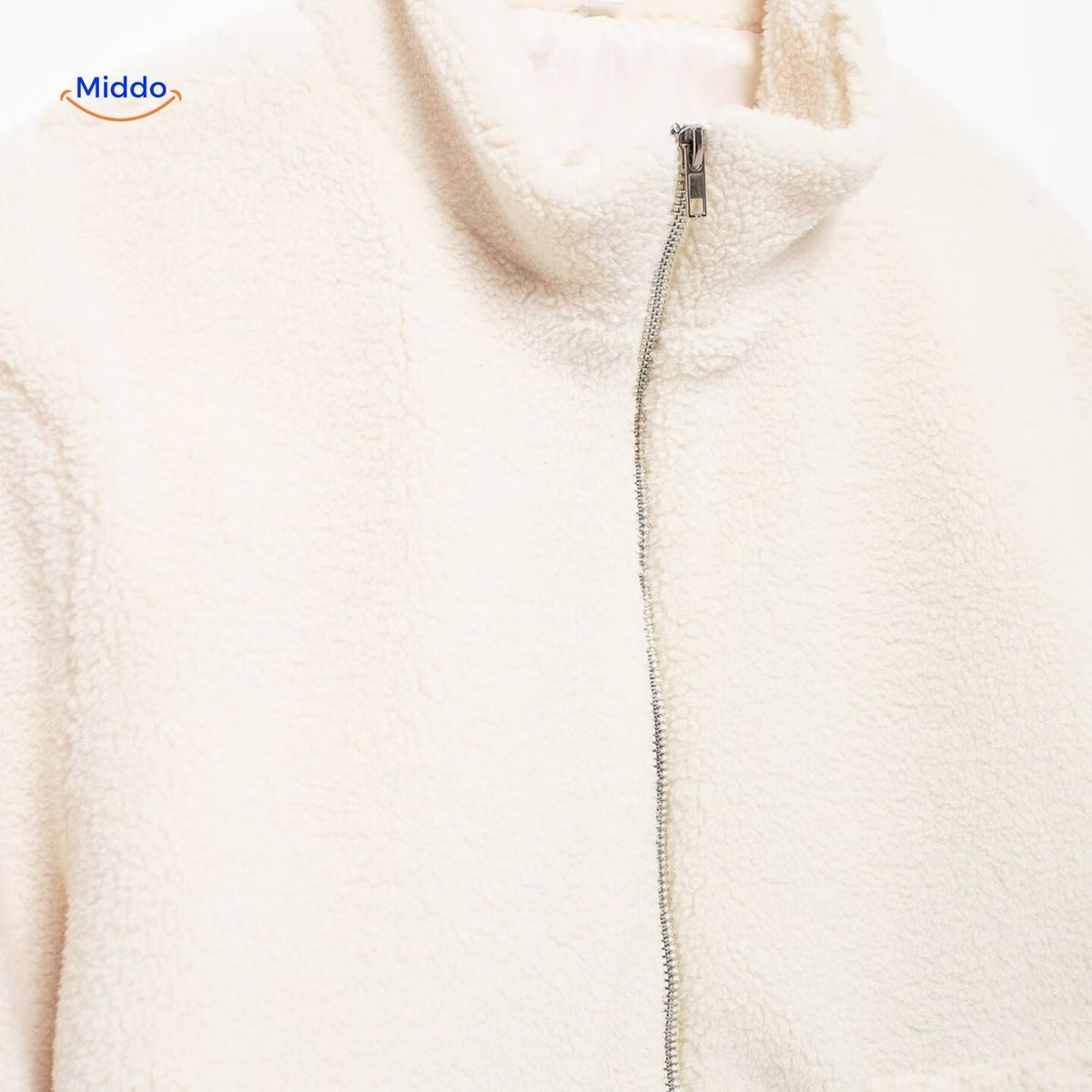 Faux Shearling Jacket with Stand Collar for Women – Plush Sherpa Winter Coat | Thomler
