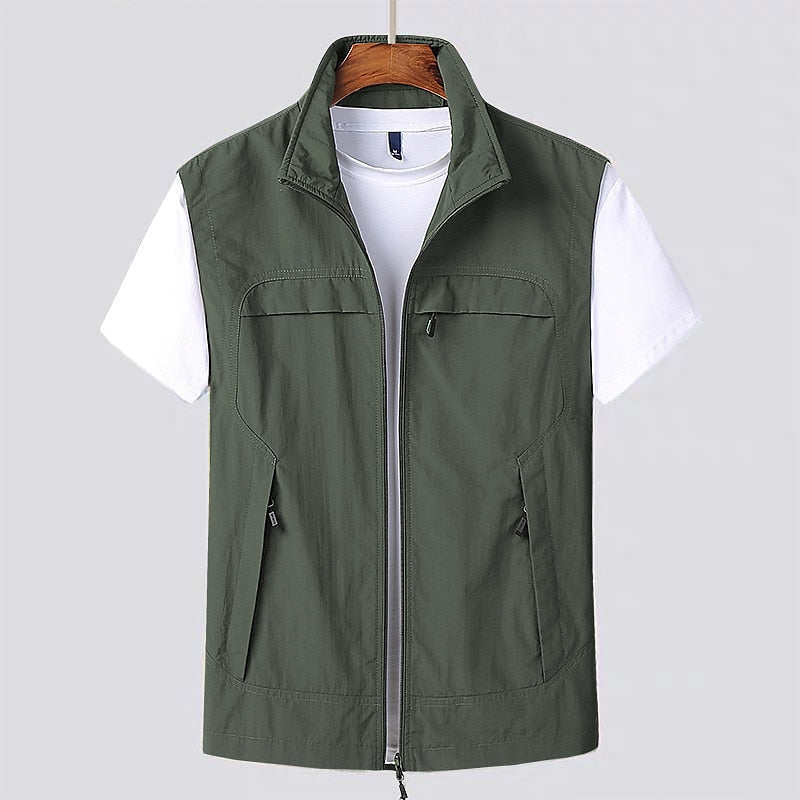 Quick-Dry Mesh Vest for Men Multi-Pocket Outdoor Fishing Hiking Travel Sleeveless Jacket Breathable Lightweight Adventure Gear | Thomler