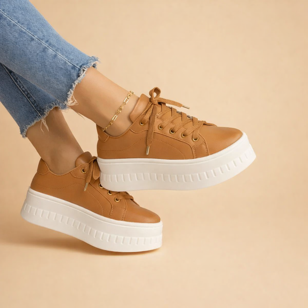 Thick Sole Lace-Up Athletic Shoes for Women – Height Boosting Fashion Sneakers for Everyday Wear | Thomler
