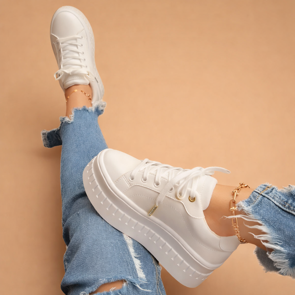 Thick Sole Lace-Up Athletic Shoes for Women – Height Boosting Fashion Sneakers for Everyday Wear | Thomler