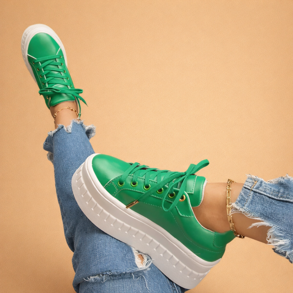 Thick Sole Lace-Up Athletic Shoes for Women – Height Boosting Fashion Sneakers for Everyday Wear | Thomler