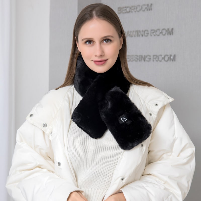 Electric Heated Neck Wrap with Faux Fur and 3-Level Temperature Control for Women & Men | Thomler