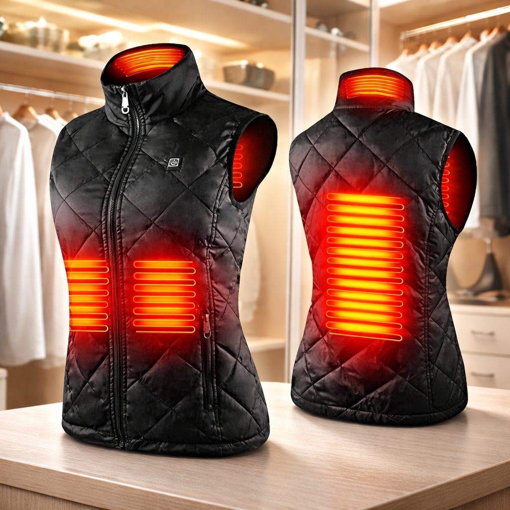 Battery-Powered Quilted Heating Vest for Women with Stand Collar – Lightweight Electric Body Warmer | Thomler