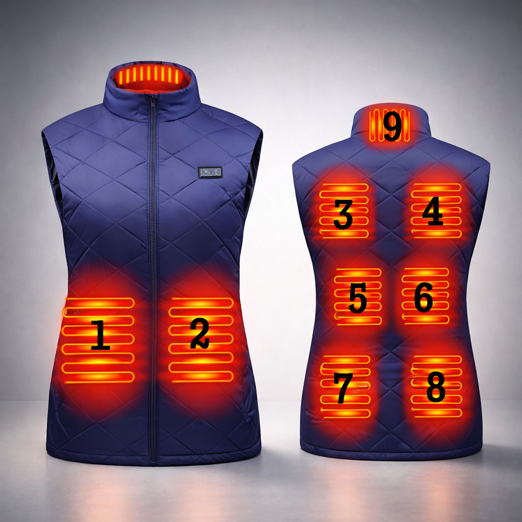 Battery-Powered Quilted Heating Vest for Women with Stand Collar – Lightweight Electric Body Warmer | Thomler