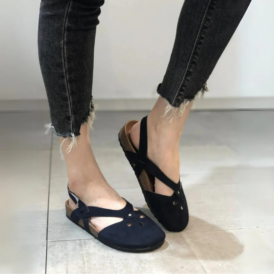 Arch-Support Closed-Toe Slingback Sandals for Women – Adjustable Cross-Strap Summer Footwear with Contoured Footbed for All-Day Wear | Thomler