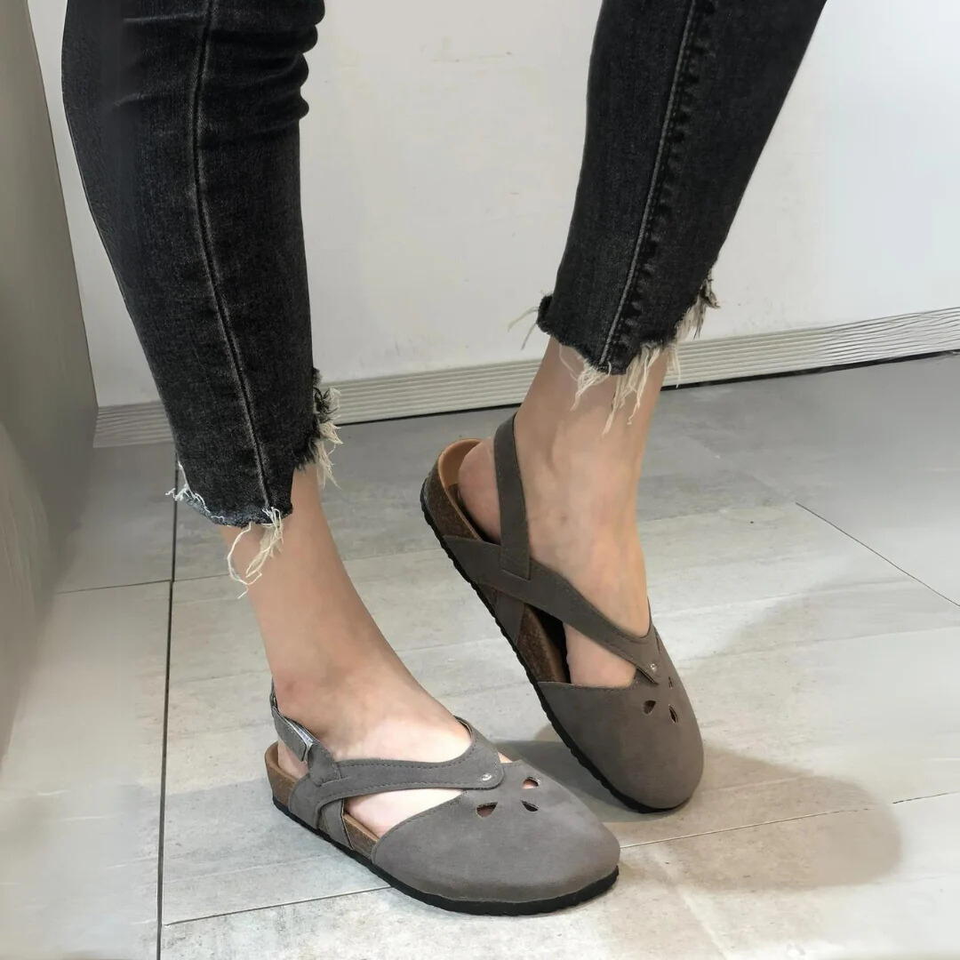 Arch-Support Closed-Toe Slingback Sandals for Women – Adjustable Cross-Strap Summer Footwear with Contoured Footbed for All-Day Wear | Thomler