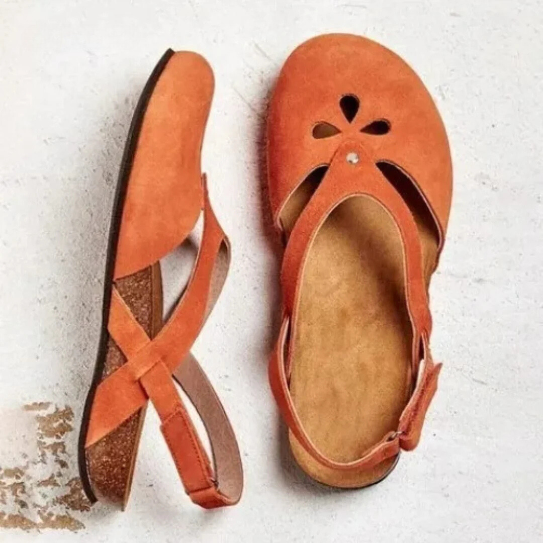 Arch-Support Closed-Toe Slingback Sandals for Women – Adjustable Cross-Strap Summer Footwear with Contoured Footbed for All-Day Wear | Thomler