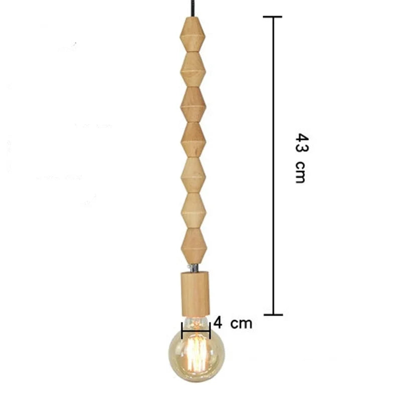 Pendant Light Wood Beaded 48 in Hanging Living Room Dining Room Modern Japandi Ceiling Fixture Decorative Suspension Lamp | Thomler