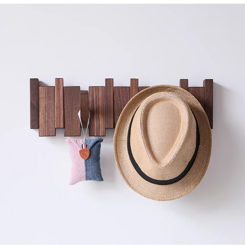 Wall-Mounted Entryway Hook Rack with Musical Keyboard Design in Real Wood Finish – 4, 6, or 8 Hooks for Coats, Hats, Scarves, Bags – Compact | Thomler