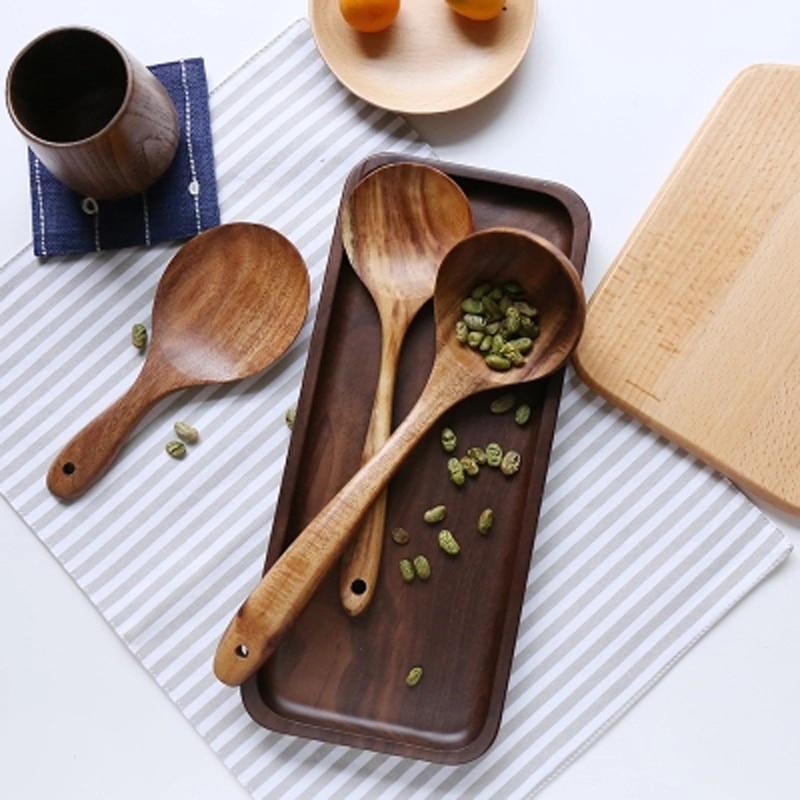7-Piece Wooden Cooking Utensil Set – Heat-Safe Nonstick Kitchen Tools for Everyday Meals | Thomler