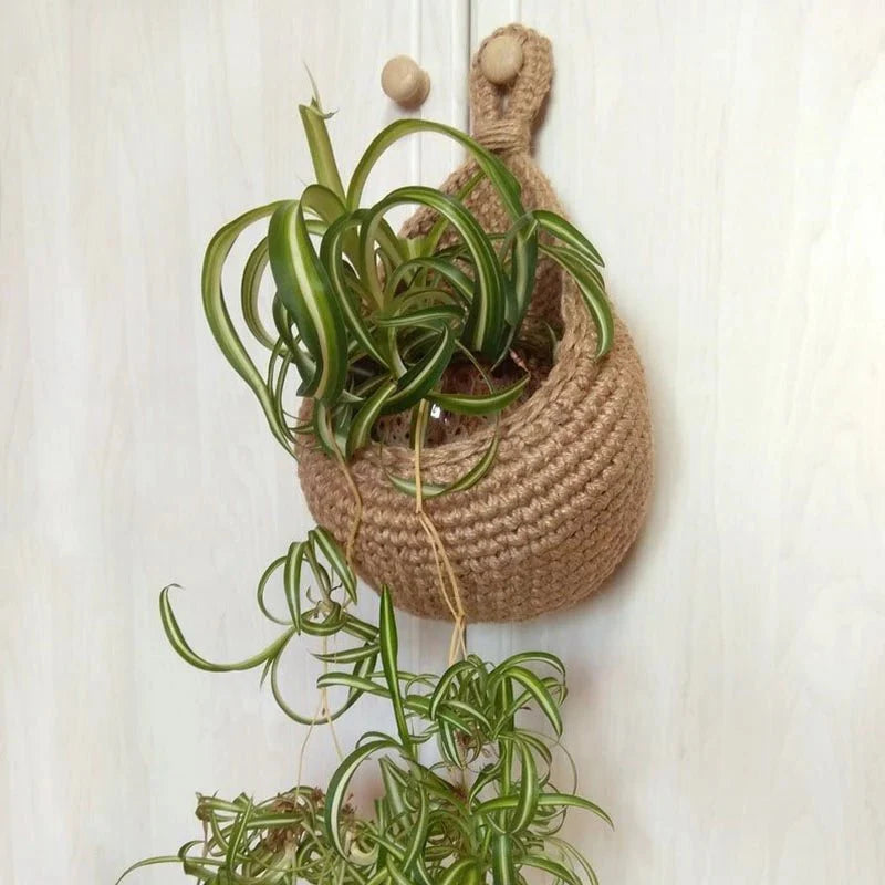 Hanging Storage Basket Hand-Woven Hemp Rope 14 in Large Wall-Mounted Kitchen Fruit Vegetable Organizer Boho Rustic Décor | Thomler
