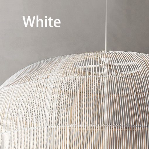 Pendant Light Rattan Hand Woven Shade Ø31.0 cm To Ø61.0 cm White Black Dining Room Living Room Japandi Hanging Ceiling Lamp | Thomler