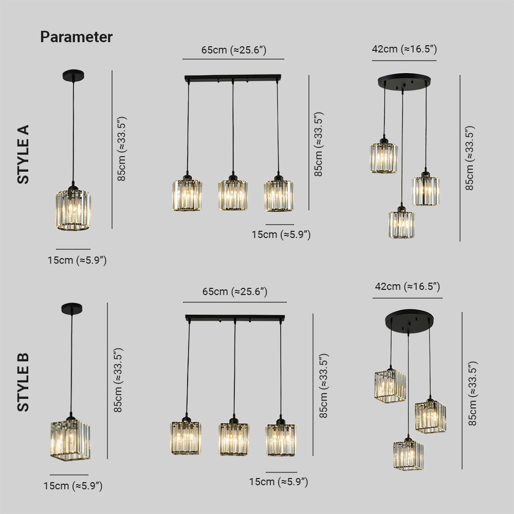 Cylindrical Glass Hanging Fixture with Metal Hardware for Dining Room & Bedroom | Thomler