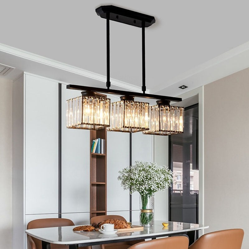 Pendant Light Glass 80.0 cm Black Adjustable Kitchen Island Dining Room Hanging Ceiling Lamp E27 Modern Scandinavian | Thomler