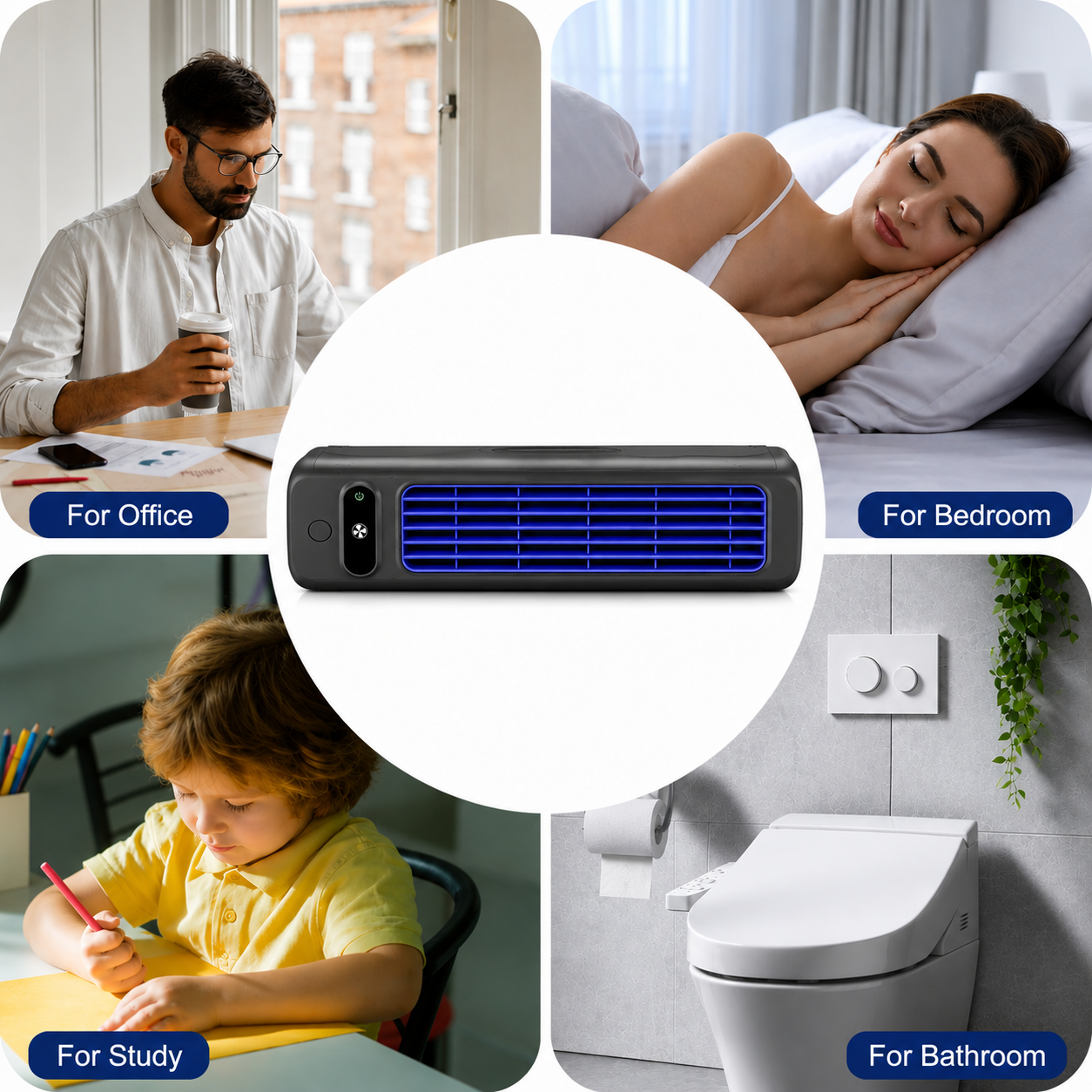 Portable Rechargeable Personal Air Cooler with 3 Speed Settings for Desk Office Bedroom Home Travel USB Powered Evaporative Cooling Fan | Thomler