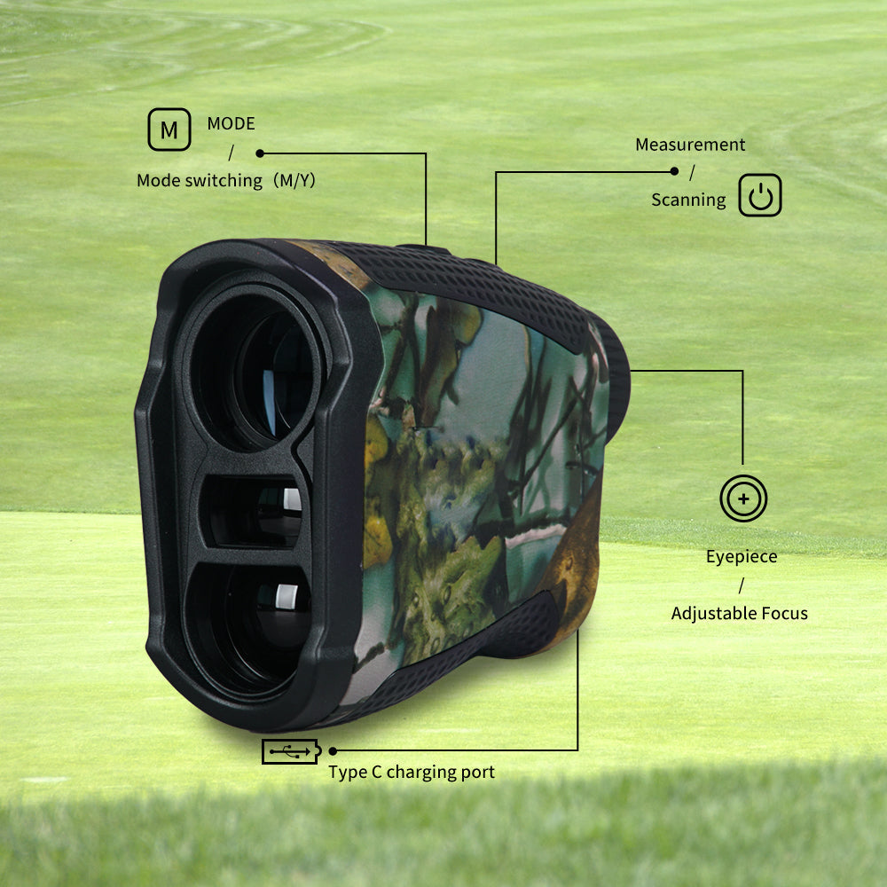 Laser Distance Meter for Outdoor Sports – 1094 Yard Precision Optic with 7 Measurement Modes, Rechargeable Battery & Angle Compensation | Thomler