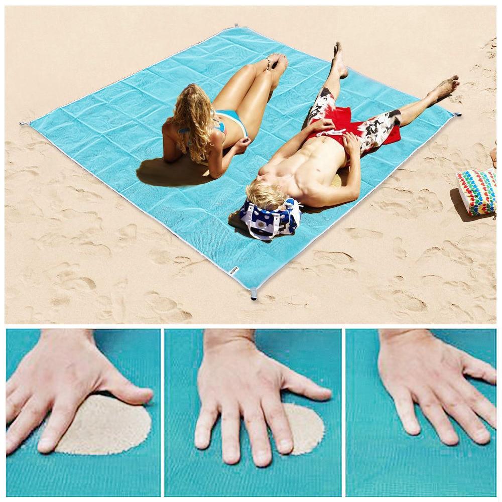 Sand-Free Beach Blanket Oversized 79x79 Inch Outdoor Mat with Sand-Proof Mesh Technology for Beach Picnic Park | Thomler