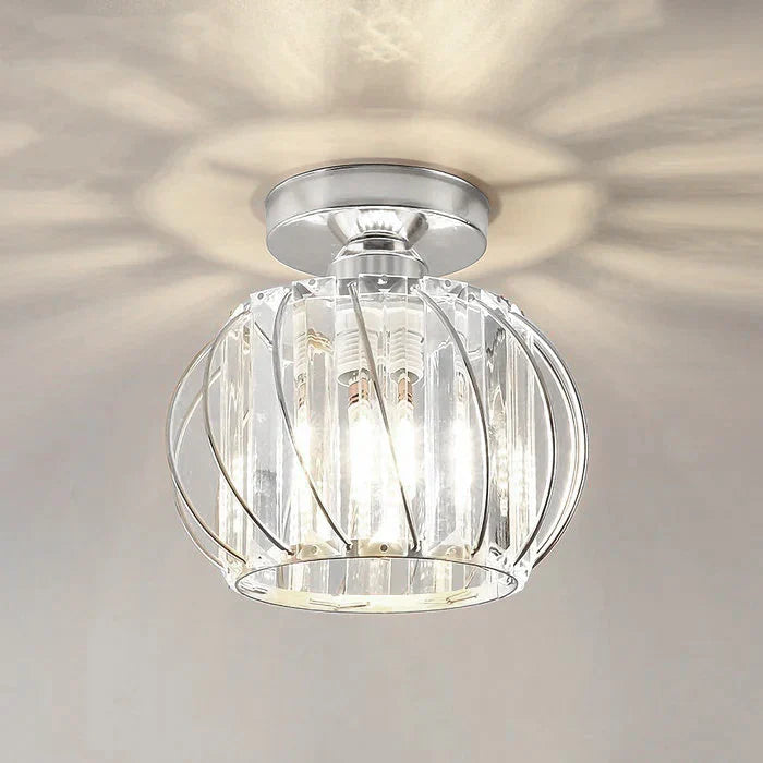 Glass Flush Mount Ceiling Light Fixture 9 Inch for Bedroom Hallway Bathroom E26 Socket Modern Semi Flush Ceiling Lamp Small Round Metal & | Thomler