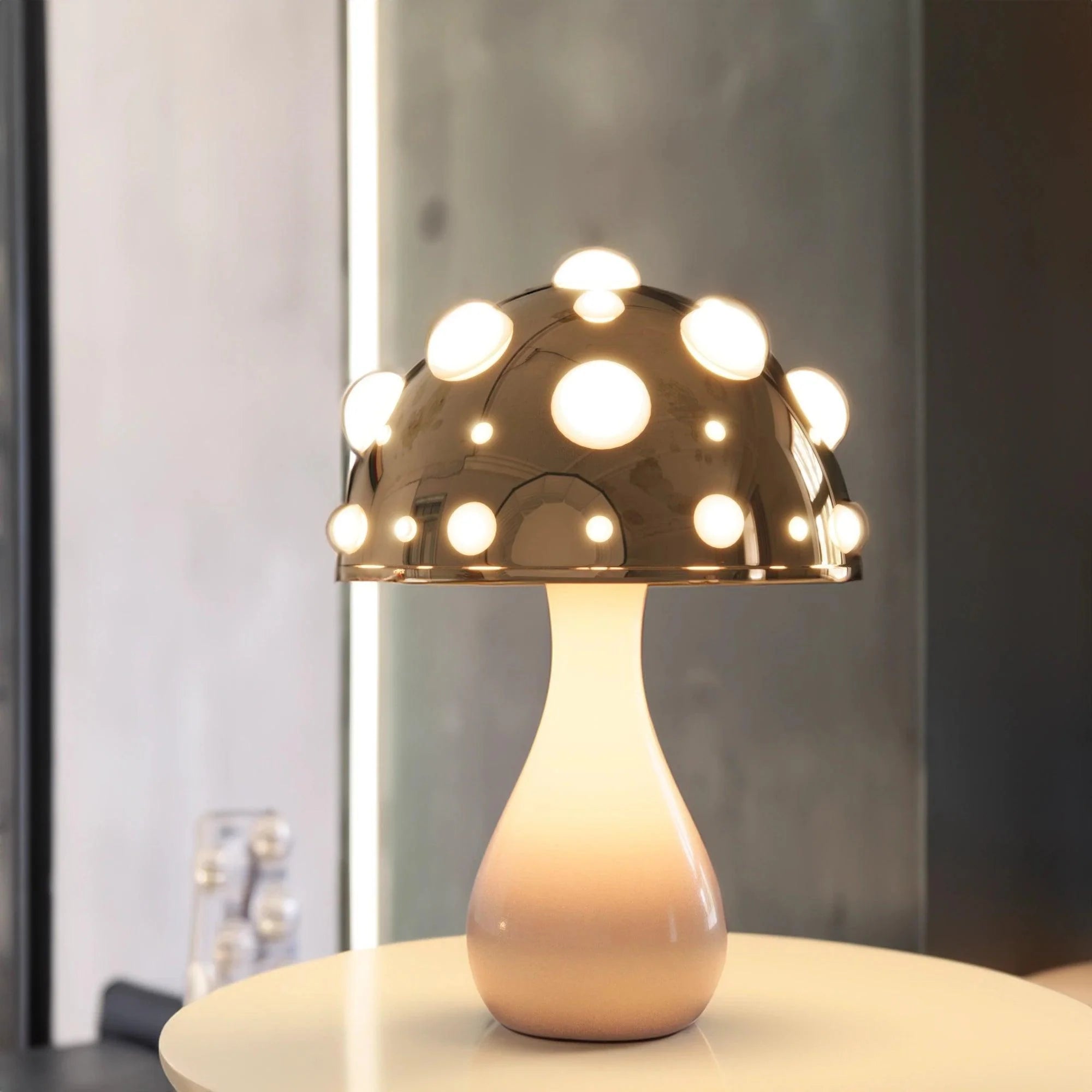 Table Lamp Aluminum 11.8 in Mushroom Warm LED Bedroom Desk Cordless Or Corded Ambient Night Light Decorative Modern Lighting | Thomler