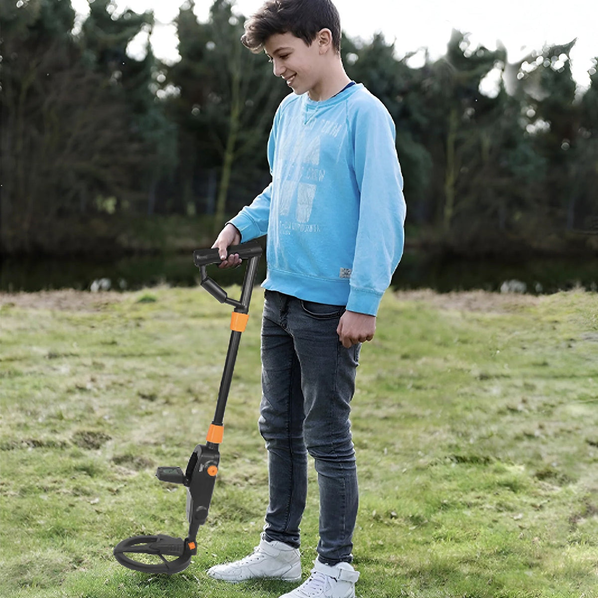Junior Metal Detector with Waterproof Coil & Target ID – Adjustable Treasure Finder for Kids Ages 6-12 – Beach, Park & Backyard Detecting | Thomler