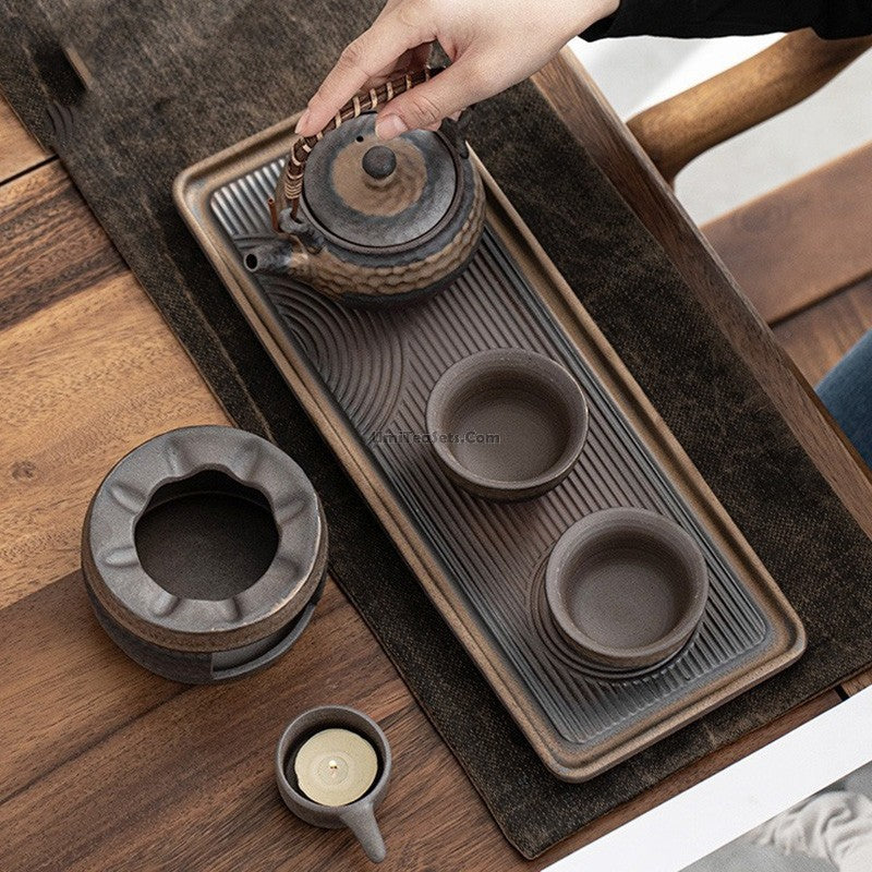 Tea Set Ceramic 300 ml Wabi Sabi Tea Warmer Japanese Tea Ceremony Serving Tray | Thomler